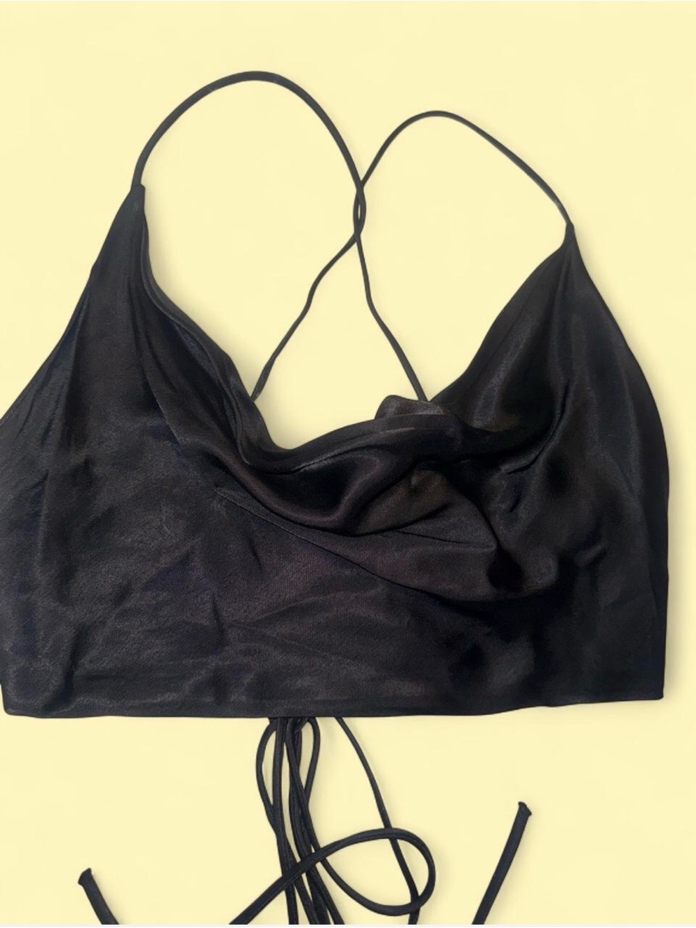 Zara Black Cowl Neck Strappy Crop Top